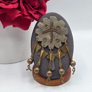 BAER SF Steampunk Cog Dangle Brooch Pin Mixed Metal‎ Vintage Modernist Kinetic